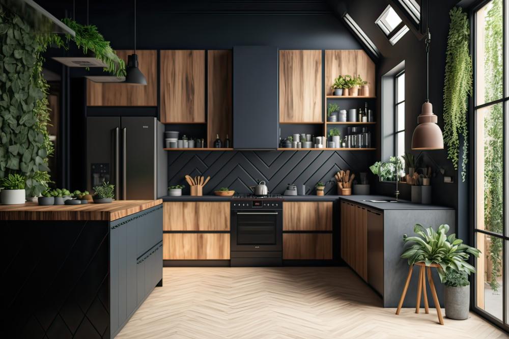 Cuisine bois et noir